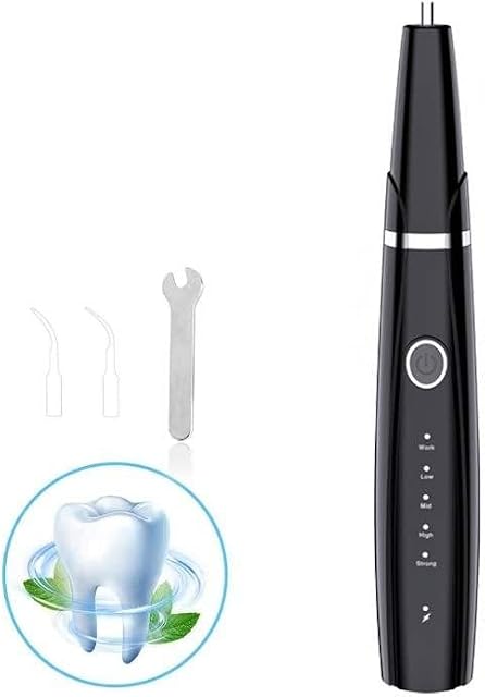 Ultrasonic Teeth Cleaning kit with 5 Modes, Waterproof, Tartar, Tooth Coffee Stains, Smoked Teeth Dental Plaque Calculus Remover with Replacement Heads Professional Dental Cleaning kit (Black 2)