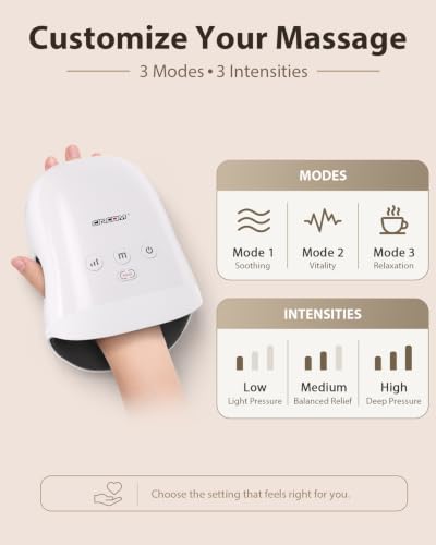 CINCOM Cordless Hand Massager with Heat and Compression, White - Image 4