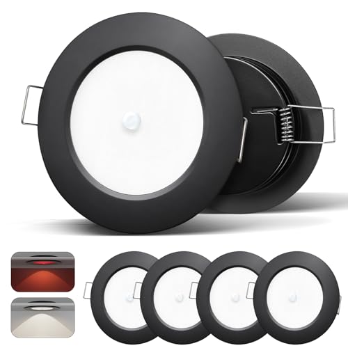 camperxlite Lot de 4 Spot LED 12V Camping-car, 2,5W Spot Encastrable 24V avec Lumière Rouge,...