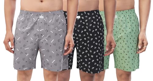 Image of Nermosa Men's Pure Cotton Printed Boxer Shorts - Soft, Breathable, All-Day Comfort (Pack of 3) | Boxers |