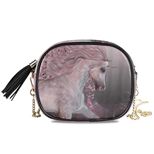 Preisvergleich Produktbild XiangHeFu Leder Telefon Tasche Kartenhalter Münzetasche Geldbörse Sakura Kirschblüte Einhorn See Brieftasche Große Kapazität