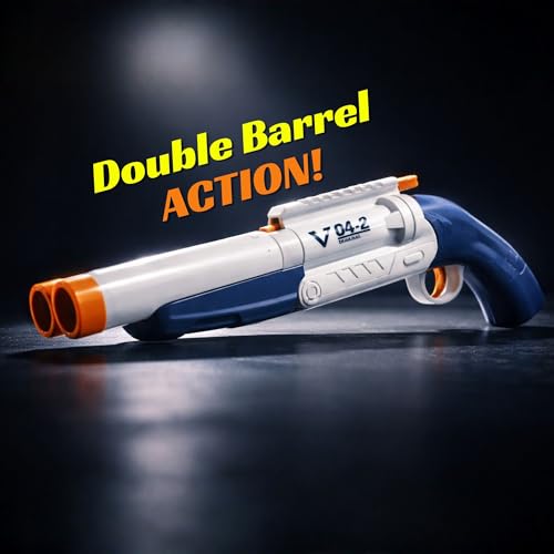 Image of MABLE Double Barrel Shotgun Toy for Kids | Soft Bullet Gun Gift with 10 Darts & 6 Shells | Role-Play Shooting Toy Gun for Kids 6-12 | Indoor Outdoor Play