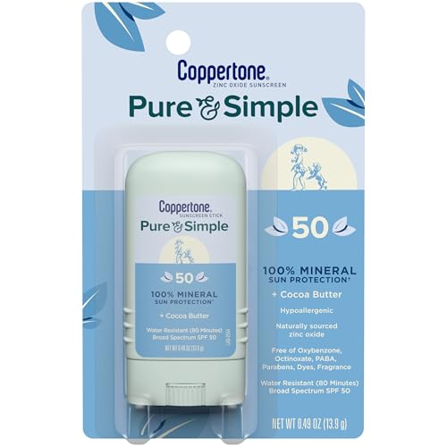 Image of Coppertone Pure & Simple Mineral Face Sunscreen Stick, SPF 50, 0.49 oz