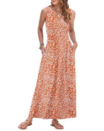 Image of AUSELILY Womens Maxi Dress Summer Sleeveless Wrap Long Dresses with Pockets | V-Neck Wrap Sleeveless Sundress, fits formal, casual, beach, vacation & daily wear