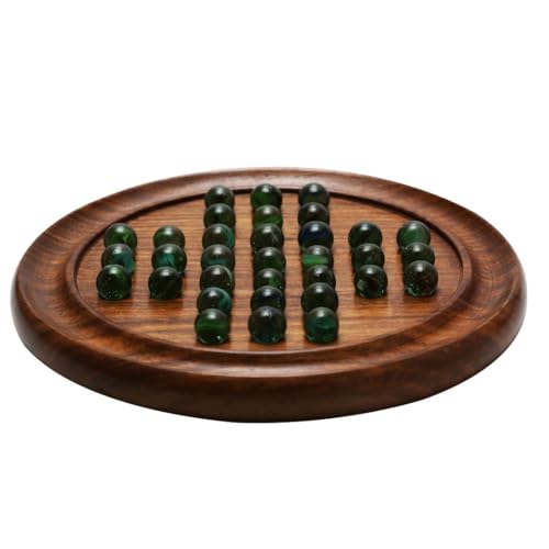 Brainvita Marble Solitaire tablero 10" de madera miniatura 6