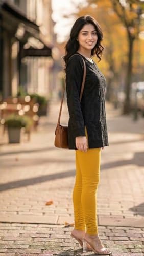 Image of Thrifty Thread Women's Cotton Full Length Leggings | Soft & Comfortable Leggings | High Waist | Regular Fit