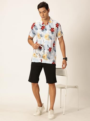 Image of Thomas Scott Men's | Floral | Half Sleeve | Slim Fit | Cotton Rayon | Cuban Collar | Casual Shirt