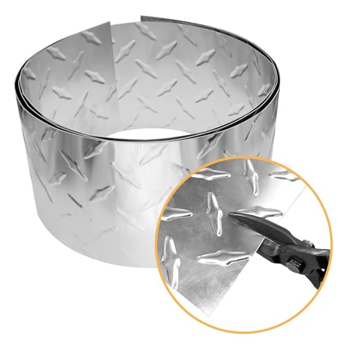 Image of 8in X 10ft Embossed Diamond Aluminum Plate Sheet, 0.03inch (Thin) Mill Finishing Checker Sheets Tread Plate /Rolls for Commercial & Residential Use, Cargo Trailer Gravel Guards, Campers and RV's
