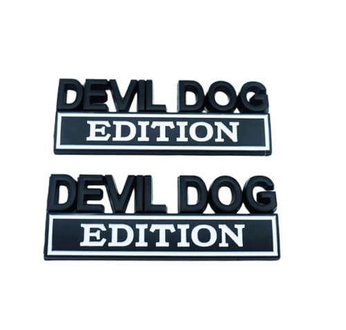 Image of Pair Set Devil Dog Edition Bumper Letters 3D Decal Emblems Badge Replacement for Universal Car, Truck, Rv, Boat (Black White)