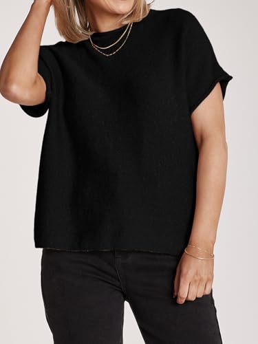 Saodimallsu Womens Short Sleeve Sweater Tops Basic Lightweight Casual Crewneck Summer Loose Fit Knit Tees Shirts4