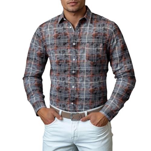 Chemise homme orange en coton de qualité supérieure coupe regular fit chic