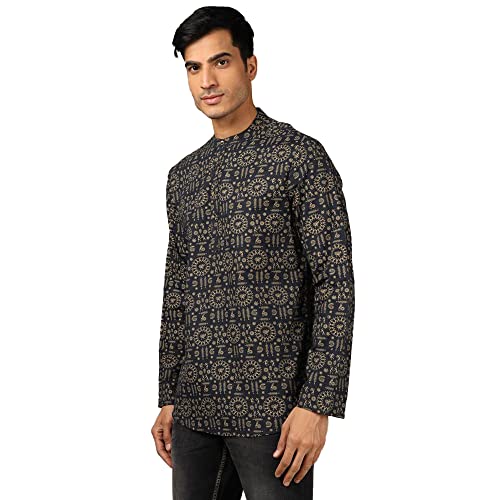 Image of by Shoppers Stop Printed Slim Fit Cotton Mens Casual Wear Kurta