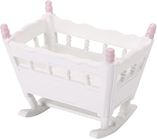 ibasenice Mini Cradle Baby Doll Bassinet Miniature Furniture Baby Cradle Mini House Adornment Doll Cradles and Beds Doll Cradle Model Wood Pink Pendant Miniatures Mini Cradle Model
