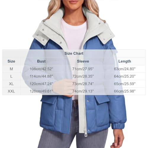 Women's Cropped Puffer Jackets Winter Stand Collar Insulated Hooded Coats - image 6