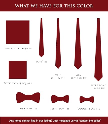 Image of Boy's Solid Tie with Pocket Square Set, Regular Necktie for Children and Kids, Self-Tied