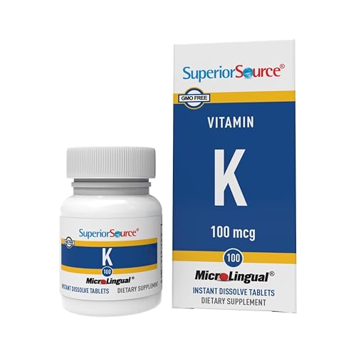 Superior Source Vitamin K 100 mcg - Bone Strength & Health Support Supplement - Vitamin K Supplement Aids Blood Health & Calcium Absorption - 30 Sublingual Dissolving Tablets