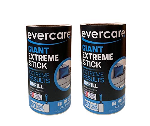 Evercare Giant Lint Roller, Extra Large Sheets Refill, 60 ct-2 pk