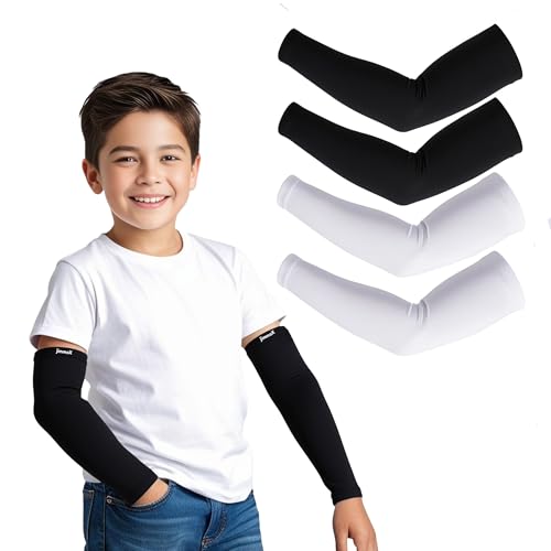 Image of Kids Arm Sleeves - Protective Arm Covers for Boys & Girls, Ages 5-13, UV Sun Protection, Perfect for Sports, Cycling, Running, and Outdoor Activities