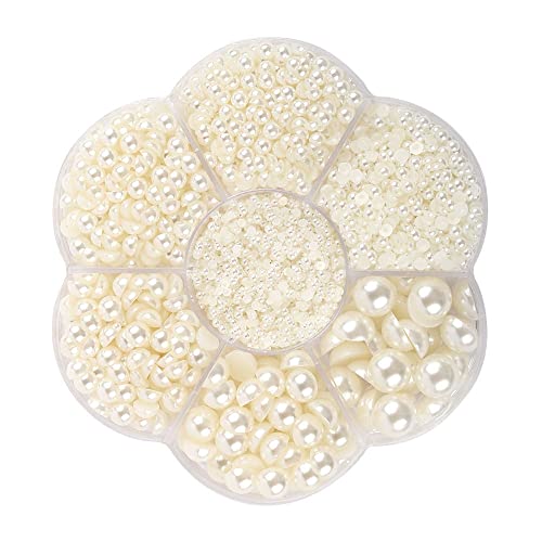 Buer Homie 5600pcs 2/3/4/5/6/8/10mm Half Round Flatback Pearls Beads Black for Diy Crafting Pearl Nail Charms