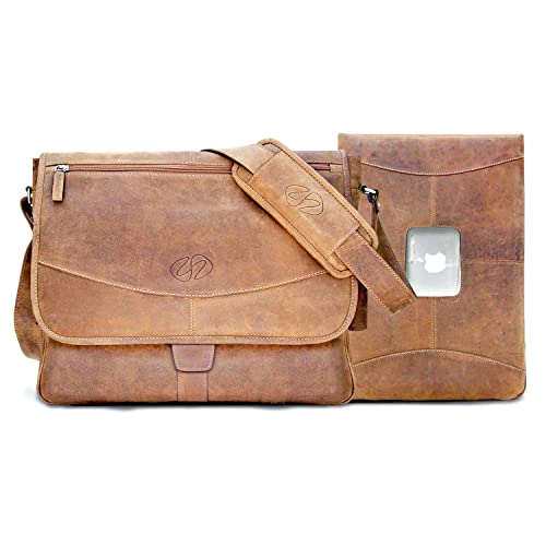 Premium Leather 13 MacBook Pro Messenger Bag w/Sleeve
