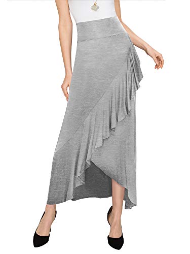 LL Womens Wrapped High Low Ruffle Maxi Skirt - Made in USA3