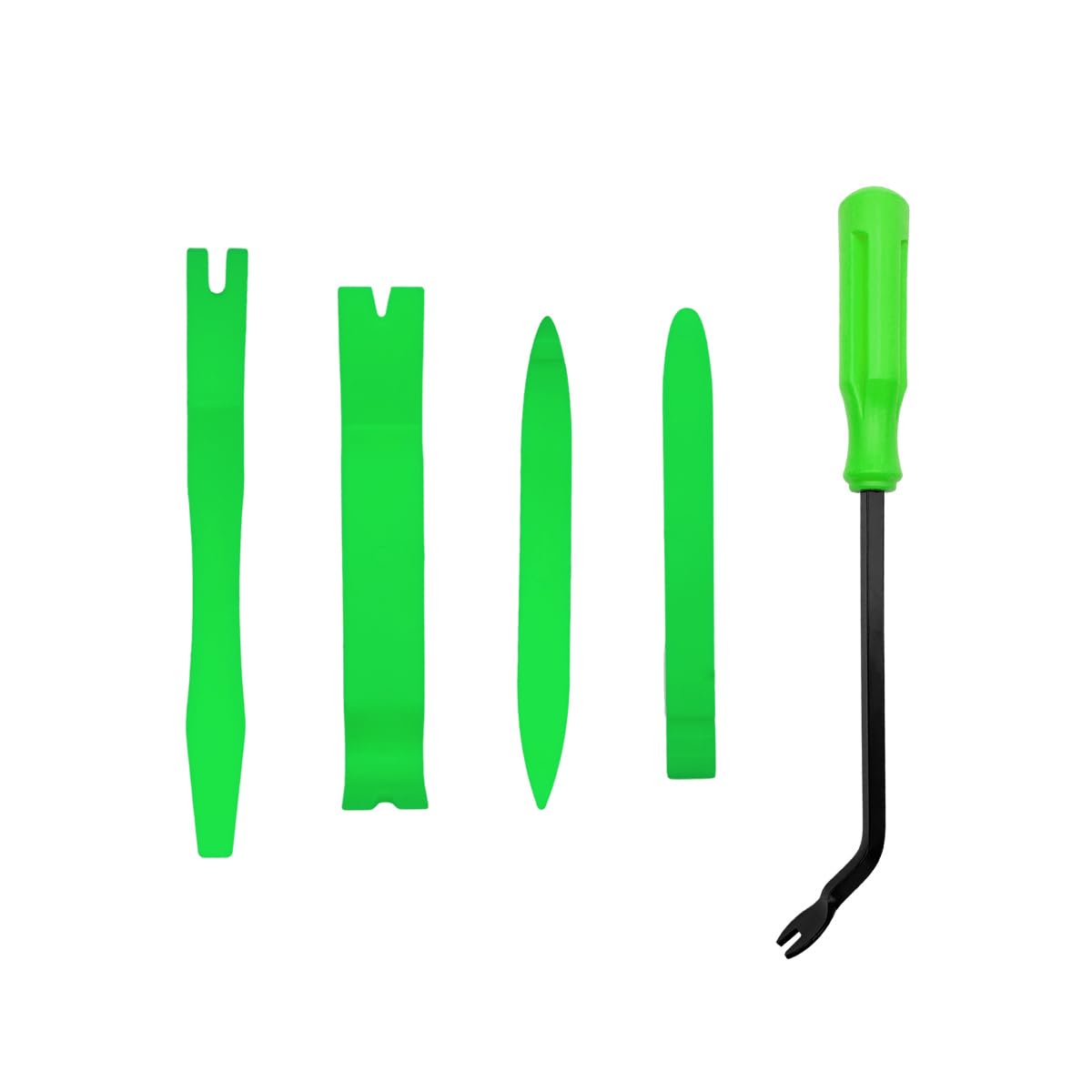 5PCS Auto Trim Removal Tool Kit, No Scratch Plastic Pry Tool Kit for Car Panel Audio Dashboard Dismantle, Automotive Interior Trim Molding Fastener Remover, Car Accessories (Green)