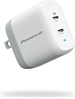 PowerLot USB C Wall Charge PD3.0 2-Port 40W Power Brick GaN Charger, 20W USB C Block for iPhone 14/14 Pro/14 Pro Max/14 Plus, iPhone 13/13 Pro, iPhone 12/12 Pro, MacBook Air, iPad Pro, iPad Air