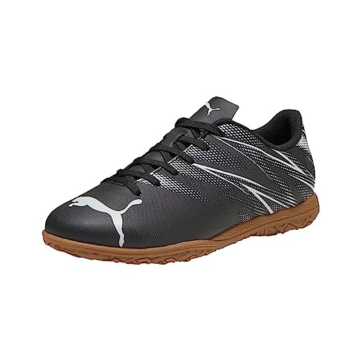 PUMA Attacanto Indoor Training Sneaker, Black-Silver Mist, 12 US Unisex Big Kid