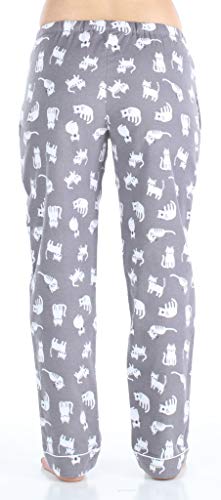 Pajamamania Women's Cotton Flannel Pajama Pj Pants With Pockets, Grey Cats, X-Large #TOP1