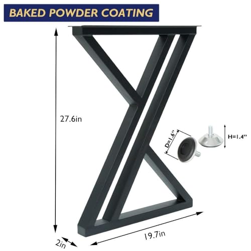 Image of K Group Metal Industrial Dining Modern Table Legs Desk Legs Base Coffee Table Bench Legs Night Stand Office Table 28 inch Triangle Shape Black DIY 28H x17.5 (1 Set of 2 pcs)