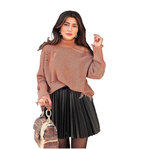 Black Pleated Knitted Mini Skirt High-Waist3