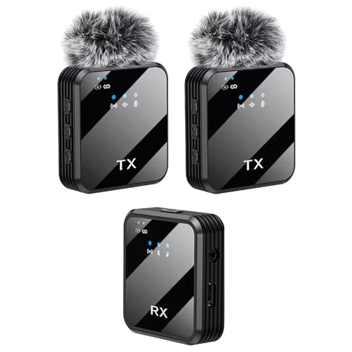 Image of Professional Wireless Dual Microphone Set | Lavalier Mic for iPhone, Android & DSLR | Plug & Play, Noise Cancelling, Rechargeable Mic for Compatible with Mobile, Laptop, DSLR, GoPro (K205-MIC)