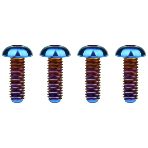 Image of Titanium Bolt M4x6 8 10 12 15 20mm Hex Head Screws for Bicycle Pack of 4 (Burnt Blue, M4x12mm)