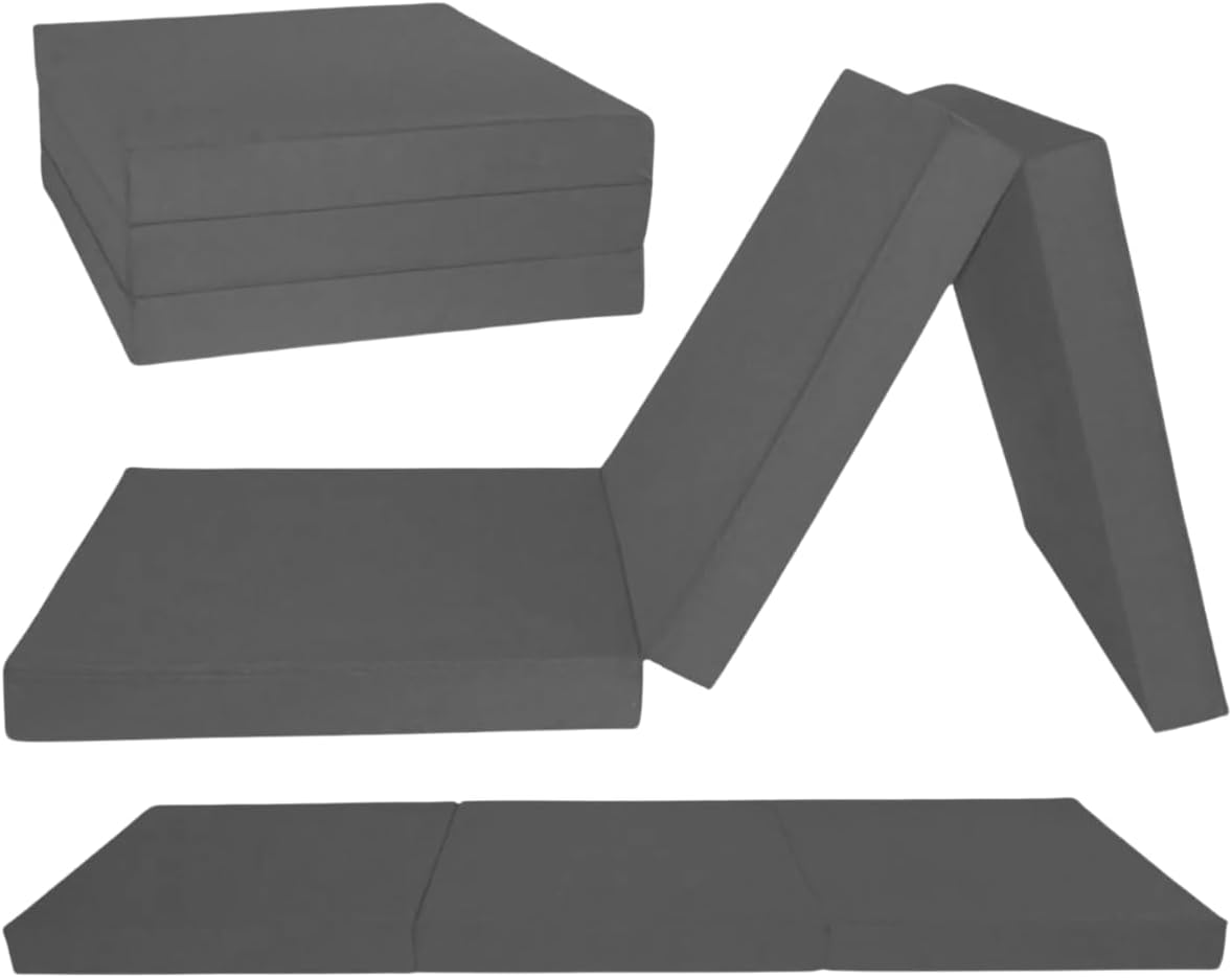 Foldable Z Bed Futon Sofa Cube Portable Foam Mattress Guest Chair with