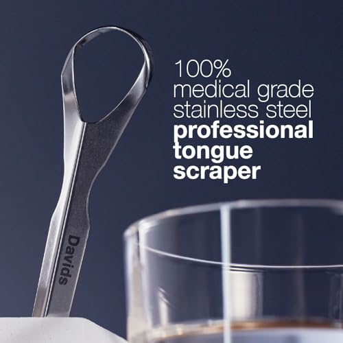 Image of Davids Tongue Scraper for Adults and Kids, 100% Medical Grade Professional Stainless Steel Tongue Scraper, Made in USA (Pack of 2)