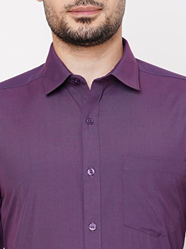 Image of MARKRICH Men's Textured Slim Solid Stylish Cotton Shirt Crafted with Comfort Fit Everyday Buttoned Single Pocket Design |Spread Collar & Full Sleeves for Formal & Casual Wear