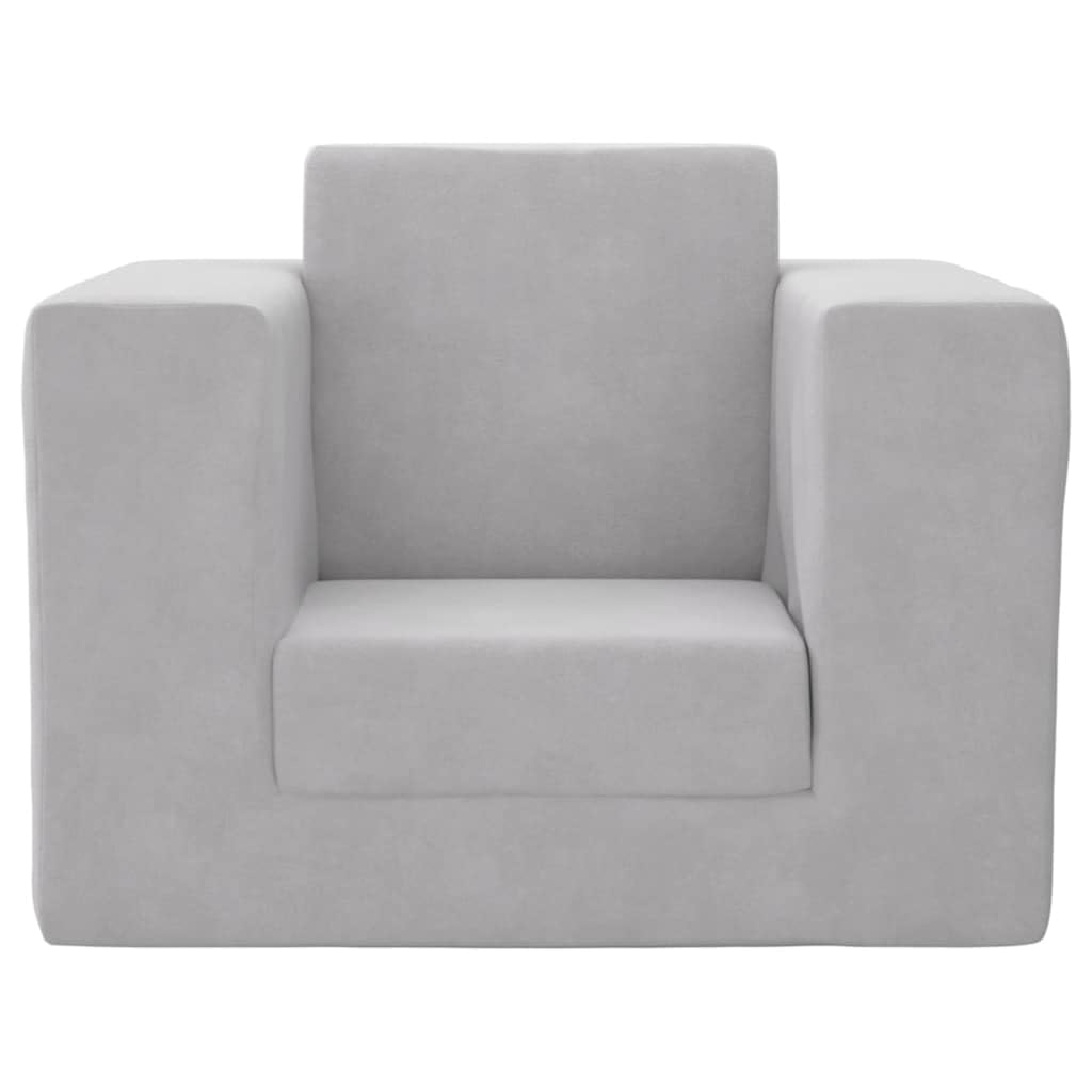 Sofa do spania dla dzieci, jasnoszara, miękki plusz, tapicerka z pianki, zdejmowany pokrowiec, sofa dziecięca z funkcją spania, 52 x 38 x 42 cm, do pokoju dziecięcego, zabawy i odpoczynku
