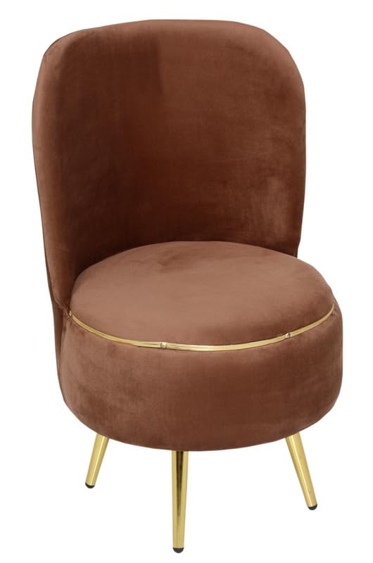 Image of Ottoman for Living Room, Velvet Round Foot Rest Stool, Metal Legs Chair for Sitting, Puffy for Bedroom & Makeup Room Decor | Chair (18 inchx18 inchx32 inch), Puffy (16 inchx16 inchx17 inch) | (Combo-Mouse)