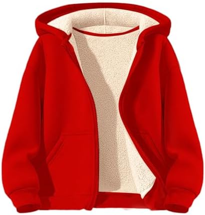 AaaozKjie Sweat à capuche pour femme, adolescente et fille, ventre nu, manches longues, court, sweat à capuche avec cordon et fermeture éclair, a- rouge, S