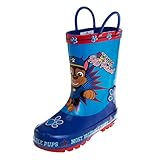 Josmo Boys Paw Patrol Waterproof Easy Pull Handle Rainboots - Marshall and Chase rain boot - Blue (size 7-8 Toddler)