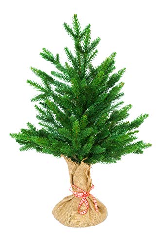 eveXmas Eve - Mini árbol de Navidad de escritorio (45 cm, 59 ramas de PE+PVC, incluye soporte decorativo en arpillera Cover