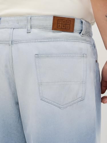 Image of Urbano Plus Men's Loose Baggy Fit Heavy Washed Faded Denim Jeans Non-Stretchable
