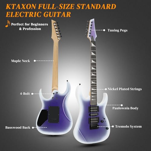 Image of Ktaxon 39 inch Electric Guitar with 20Watt Amp for Beginners, Gradient Purple