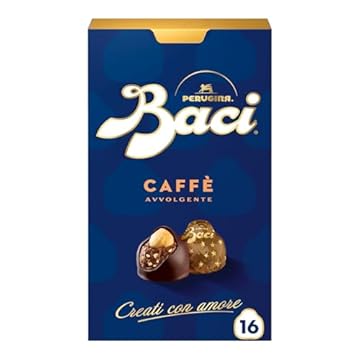 BACI PERUGINA Caffè Cioccolatini Fondenti ripieni al Gianduia, Scatola 200g