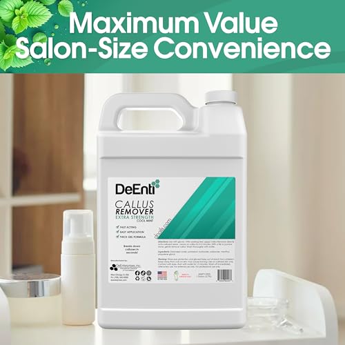 Image of DeEnti Callus Remover for Feet, Extra Strength Foot Callus Remover Gel, 128oz Gallon Salon Grade Bulk Pedicure Supplies for Dry Skin, Cracked Heel, Professional Strength Foot Care, Cool Mint