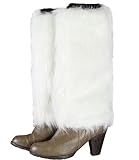 Caripe Damen Beinstulpen Stiefel Stulpen Kunstfell - fjura (weiß)