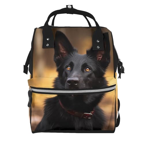 Sac à dos à langer multifonction noir | Sac de voyage maternité berger allemand maman