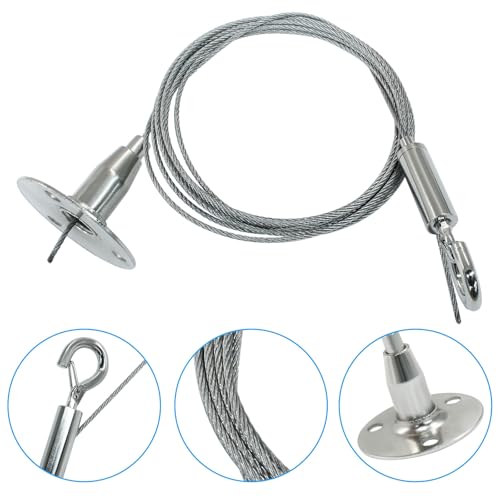 Image of 2 Pack 1m x 1.5mm Adjustable Picture Hanging Wire Kit, 3.3FT Heavy Duty Stainless Steel Wire Rope for Hanging Pictures /Artwork /Mirrors