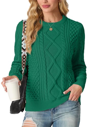 Image of GRECERELLE 2026 Womens Fall Winter Long Sleeve Casual Pullover Sweater Tops | Crewneck, Cable Knit, Chunky, Vintage Style, Anti-static(XS-2XL)