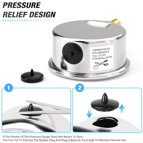 meanlin measure 0100psi stainless steel 1534 face dial glycerin filled pressure gauge liquid filled water oil air lower mount with 1834 x 1434 npt and 1834 x 3834 npt hex bushing